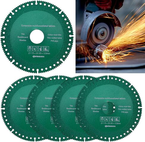 Indestructible disc 5PCS- Multi-Functional Cutting Disc for Ceramic Tile, Glass, Metal, and Wood - Perfect for Angle Grinder (Green 4.5in（115mm）) in Saudi Arabia