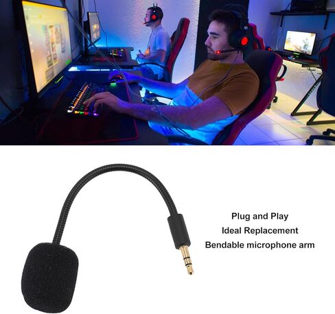 بديل الميكروفون لجهاز Razer Barracuda X، سماعة الألعاب مقاس 3.5 مم، ميكروفون قابل للفصل مع رغوة، متعدد الاتجاهات، التوصيل والتشغيل in Kuwait