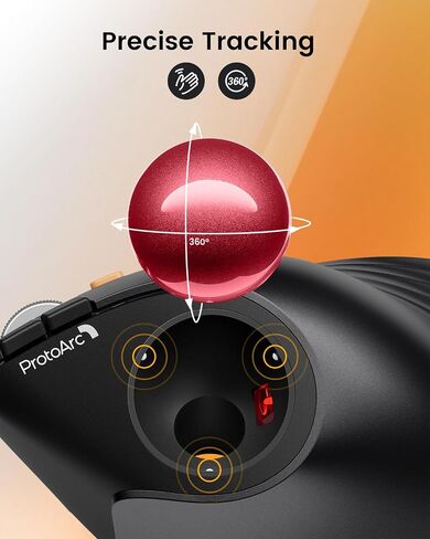 ProtoArc Vertical Wireless Trackball Mouse, EM05 NL Bluetooth Ergonomic Rollerball Mouse Rechargeable Computer Laptop Thumb Mouse, 3 Device Connection, Compatible with iPad, Mac, Windows, PC-Purple in Kuwait