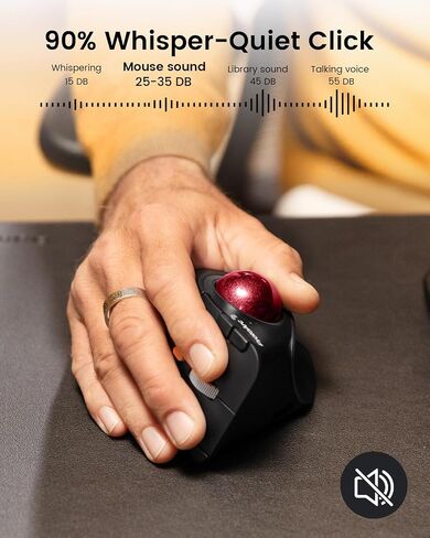 ProtoArc Vertical Wireless Trackball Mouse, EM05 NL Bluetooth Ergonomic Rollerball Mouse Rechargeable Computer Laptop Thumb Mouse, 3 Device Connection, Compatible with iPad, Mac, Windows, PC-Purple in Kuwait