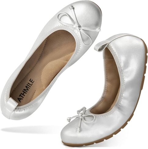 ATHMILE Ballet Flats Shoes for Women Foldable Women's Flats Comfortable Dressy Bow Round Toe Ballerina Flats for Casual Work Office Wedding in Saudi Arabia