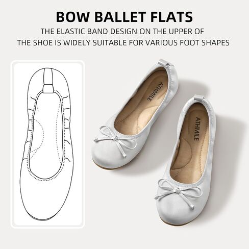 ATHMILE Ballet Flats Shoes for Women Foldable Women's Flats Comfortable Dressy Bow Round Toe Ballerina Flats for Casual Work Office Wedding in Saudi Arabia
