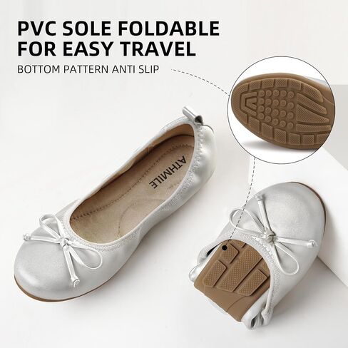 ATHMILE Ballet Flats Shoes for Women Foldable Women's Flats Comfortable Dressy Bow Round Toe Ballerina Flats for Casual Work Office Wedding in Saudi Arabia