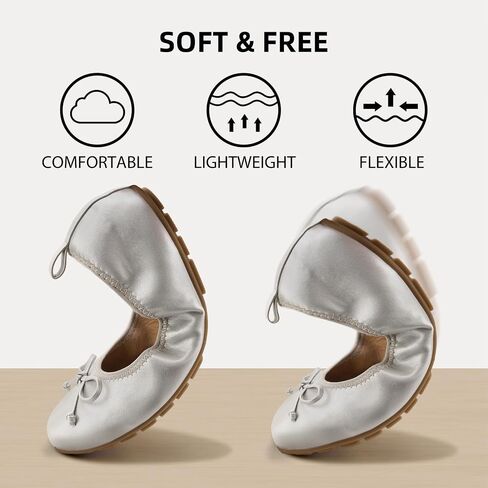 ATHMILE Ballet Flats Shoes for Women Foldable Women's Flats Comfortable Dressy Bow Round Toe Ballerina Flats for Casual Work Office Wedding in Saudi Arabia