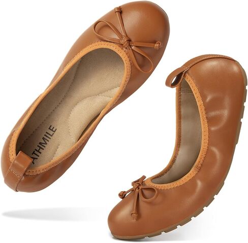 ATHMILE Ballet Flats Shoes for Women Foldable Women's Flats Comfortable Dressy Bow Round Toe Ballerina Flats for Casual Work Office Wedding in Saudi Arabia