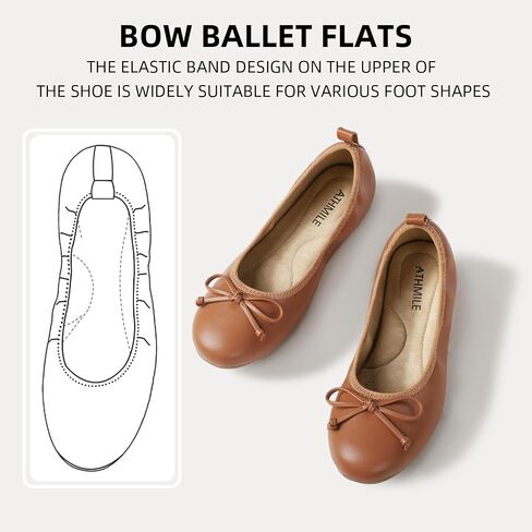 ATHMILE Ballet Flats Shoes for Women Foldable Women's Flats Comfortable Dressy Bow Round Toe Ballerina Flats for Casual Work Office Wedding in Saudi Arabia