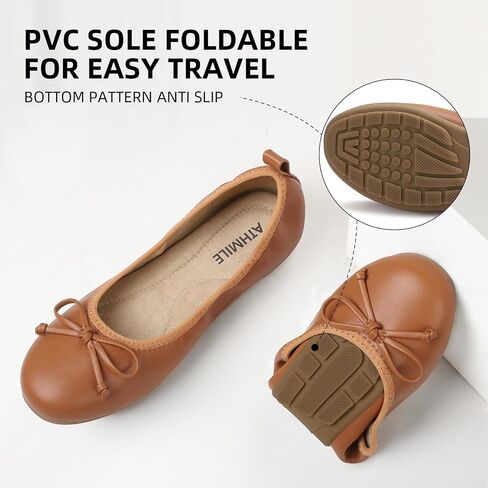 ATHMILE Ballet Flats Shoes for Women Foldable Women's Flats Comfortable Dressy Bow Round Toe Ballerina Flats for Casual Work Office Wedding in Saudi Arabia