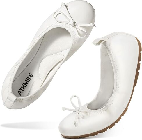 ATHMILE Ballet Flats Shoes for Women Foldable Women's Flats Comfortable Dressy Bow Round Toe Ballerina Flats for Casual Work Office Wedding in Saudi Arabia