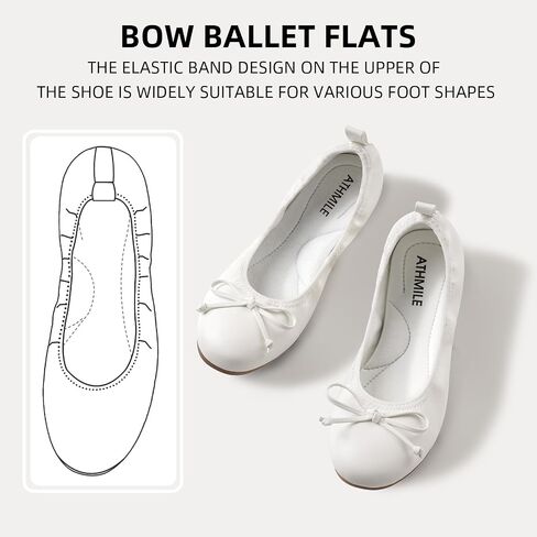ATHMILE Ballet Flats Shoes for Women Foldable Women's Flats Comfortable Dressy Bow Round Toe Ballerina Flats for Casual Work Office Wedding in Saudi Arabia