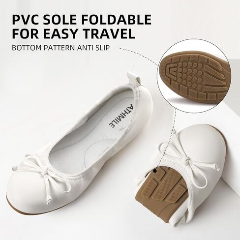ATHMILE Ballet Flats Shoes for Women Foldable Women's Flats Comfortable Dressy Bow Round Toe Ballerina Flats for Casual Work Office Wedding in Saudi Arabia