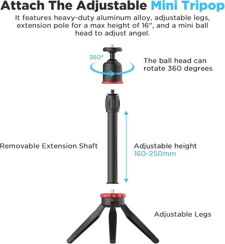 مجموعة أدوات تصوير الفيديو للهواتف الذكية من BOYA مع MM1+ ميكروفون بندقية ومثبت ثلاثي القوائم ومصباح LED ومشبك للصدمات لمصور فيديو Vlogger وYouTube وFacebook Live Stream وتسجيل الهاتف in Kuwait