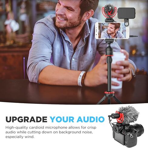 مجموعة أدوات تصوير الفيديو للهواتف الذكية من BOYA مع MM1+ ميكروفون بندقية ومثبت ثلاثي القوائم ومصباح LED ومشبك للصدمات لمصور فيديو Vlogger وYouTube وFacebook Live Stream وتسجيل الهاتف in Kuwait