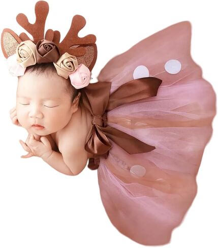 Newborn Christmas Photography Props Girl Outfit Baby Photo Shoot Props Tutu Skirt Dress Headband Photoshoot Costume in Saudi Arabia