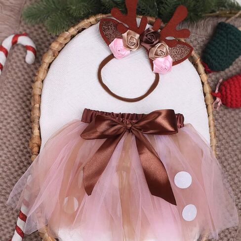 Newborn Christmas Photography Props Girl Outfit Baby Photo Shoot Props Tutu Skirt Dress Headband Photoshoot Costume in Saudi Arabia