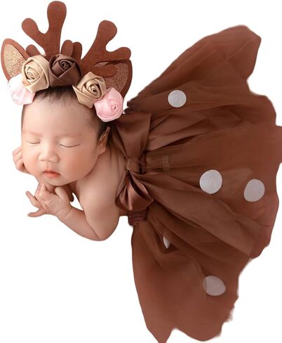 Newborn Christmas Photography Props Girl Outfit Baby Photo Shoot Props Tutu Skirt Dress Headband Photoshoot Costume in Saudi Arabia