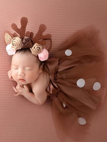 Newborn Christmas Photography Props Girl Outfit Baby Photo Shoot Props Tutu Skirt Dress Headband Photoshoot Costume in Saudi Arabia