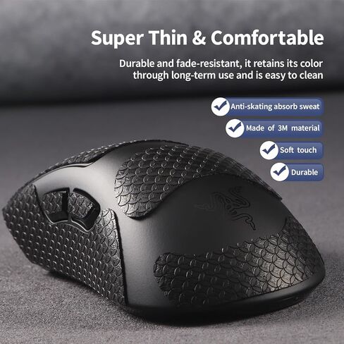 Anti-Slip Mouse Grip Tape+Mouse Skates for Razer DeathAdder V3 HyperSpeed Mouse Skin and Smooth Mouse Feet,Self-Adhesive Sweatproof Sticker+Durable Mouse Glider/Slider 2 in 1 Set in Saudi Arabia