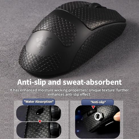 Anti-Slip Mouse Grip Tape+Mouse Skates for Razer DeathAdder V3 HyperSpeed Mouse Skin and Smooth Mouse Feet,Self-Adhesive Sweatproof Sticker+Durable Mouse Glider/Slider 2 in 1 Set in Saudi Arabia