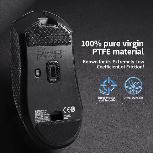 Anti-Slip Mouse Grip Tape+Mouse Skates for Razer DeathAdder V3 HyperSpeed Mouse Skin and Smooth Mouse Feet,Self-Adhesive Sweatproof Sticker+Durable Mouse Glider/Slider 2 in 1 Set in Saudi Arabia