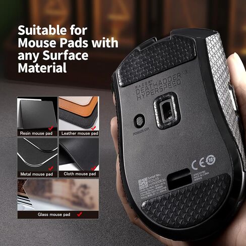 Anti-Slip Mouse Grip Tape+Mouse Skates for Razer DeathAdder V3 HyperSpeed Mouse Skin and Smooth Mouse Feet,Self-Adhesive Sweatproof Sticker+Durable Mouse Glider/Slider 2 in 1 Set in Saudi Arabia