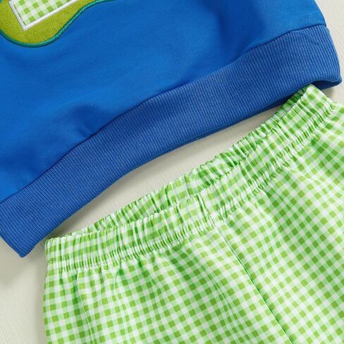 SAYOO Toddler Baby Boy Golf Outfit Hole in One Embroidery Sweatshirts Top Plaid Long Pants Set 2Pcs Golf Theme Fall Clothes in Saudi Arabia