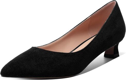 MOVINSTEPS Womens Suede Solid Pointed Toe Slip On Dress Wedding Kitten Low Heel Pumps Shoes 1.5 Inch in Kuwait