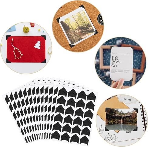 Photo Corners 360 Pcs Acid Free Photo Corner Stickers Photo Corners Self Adhesive Photo Mounting Corners for Scrapbooks Picture Album Memory Books Journal Scrapbook Supplies(Black) in Saudi Arabia