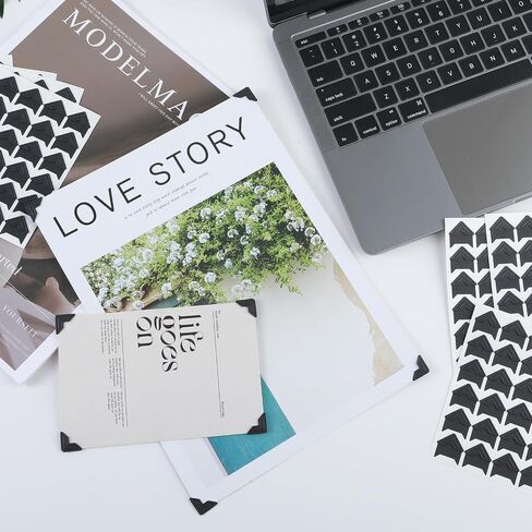 Photo Corners 360 Pcs Acid Free Photo Corner Stickers Photo Corners Self Adhesive Photo Mounting Corners for Scrapbooks Picture Album Memory Books Journal Scrapbook Supplies(Black) in Saudi Arabia