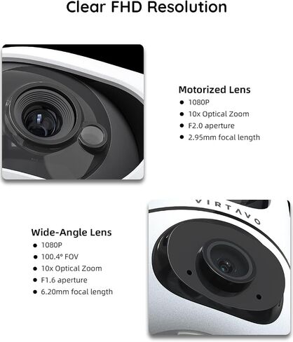 virtavo EggSentry Indoor Security Camera, Dual-Lens & Split View, 360° PTZ Baby Monitor & Pet Cam, Motion Tracking, 2-Way Audio, Night Vision, Cloud/SD Storage, Phone App, 2.4GHz WiFi in Saudi Arabia