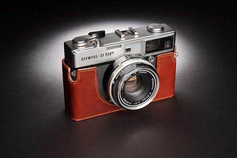 حافظة 35 SP، حافظة نصف كاميرا مصنوعة يدويًا من الجلد الطبيعي الأصلي من BolinUS لكاميرا Olympus 35 SP مع حزام يد (LavaBrown) in Saudi Arabia