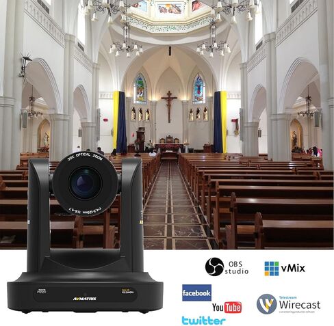 AVMATRIX PTZ Camera 30X,Streaming Camera with SDI HDMI 1080P 60Fps RS232 RS485 vMix IP Livestreaming for Church Broadcast and Conference PoE Ceiling&Wall Mount Bracket Included in Kuwait