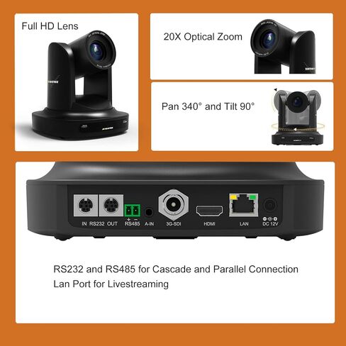 كاميرا AVMATRIX PTZ 30X، كاميرا بث مع SDI HDMI 1080P 60 إطارًا في الثانية RS232 RS485 vMix IP بث مباشر لبث الكنيسة وسقف PoE ودعامة تثبيت على الحائط in Kuwait