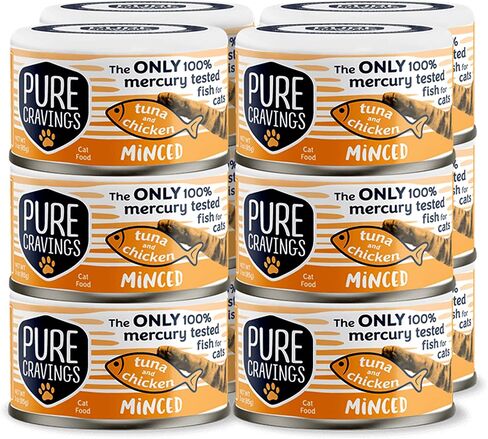 Safe Catch Pure Cravings Minced Tuna Wet Canned Cat Food, 100% Mercury-Tested, Moist Can Fish for Cats, Grain-Free, Protein, Non-GMO, Variety Pack, 3oz, Pack of 12 in Saudi Arabia