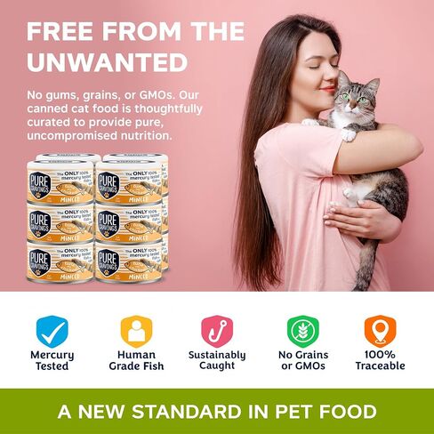 Safe Catch Pure Cravings Minced Tuna Wet Canned Cat Food, 100% Mercury-Tested, Moist Can Fish for Cats, Grain-Free, Protein, Non-GMO, Variety Pack, 3oz, Pack of 12 in Saudi Arabia