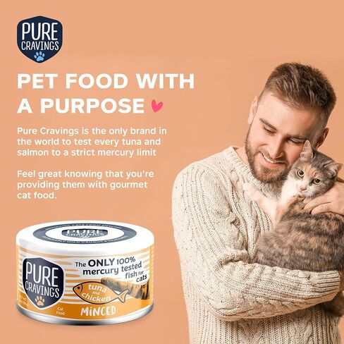Safe Catch Pure Cravings Minced Tuna Wet Canned Cat Food, 100% Mercury-Tested, Moist Can Fish for Cats, Grain-Free, Protein, Non-GMO, Variety Pack, 3oz, Pack of 12 in Saudi Arabia