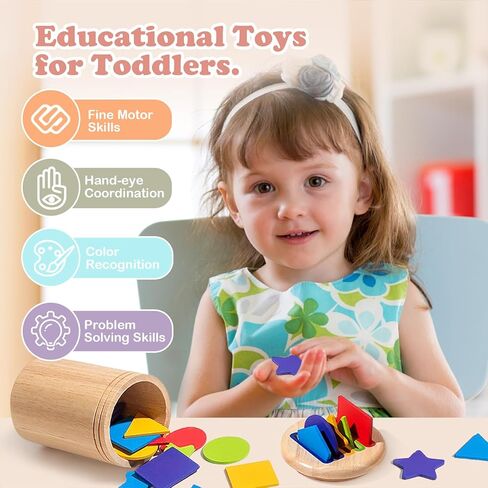 ألعاب wuffove Montessori لعمر 1-3 سنوات، ألعاب خشبية لفرز الألوان لتعلم الأطفال الصغار بعمر 123 عامًا، ألعاب المطابقة الحسية للرضع التنموية للأطفال الأولاد والبنات in Kuwait