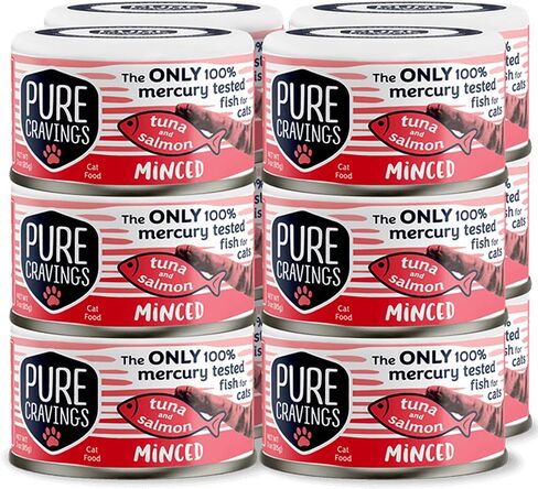 Safe Catch Pure Cravings Minced Tuna Wet Canned Cat Food, 100% Mercury-Tested, Moist Can Fish for Cats, Grain-Free, Protein, Non-GMO, Variety Pack, 3oz, Pack of 12 in Saudi Arabia