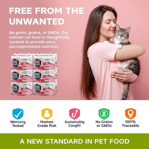 Safe Catch Pure Cravings Minced Tuna Wet Canned Cat Food, 100% Mercury-Tested, Moist Can Fish for Cats, Grain-Free, Protein, Non-GMO, Variety Pack, 3oz, Pack of 12 in Saudi Arabia