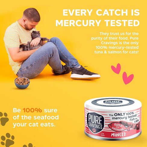 Safe Catch Pure Cravings Minced Tuna Wet Canned Cat Food, 100% Mercury-Tested, Moist Can Fish for Cats, Grain-Free, Protein, Non-GMO, Variety Pack, 3oz, Pack of 12 in Saudi Arabia