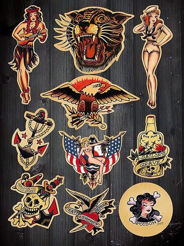 11pcs/Lot Sailor Jerry Sticker for Kids Toy Decal Suitcase Skateboard Wall Car Laptop Bicycle Motorcycle On Notebook Stickers in Saudi Arabia