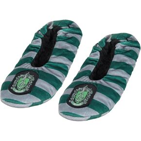 Harry Potter Slippers Slytherin House Crest Slipper Socks With No-Slip Sole For Women Men (Large)