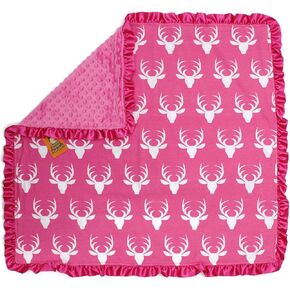 Dear Baby Gear Baby Blankets, Antlers on Pink, Pink Minky