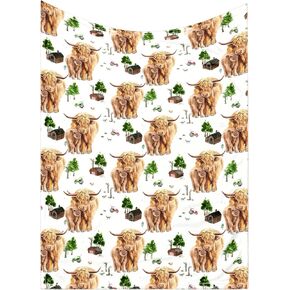 Boho Highland Cow Baby Blanket 30"x40" Gift for Christmas Eucalyptus Leaf Flannel Nursery Bed Blankets Western Farm Blanket Soft Lightweight Newborn Infant Toddler Kids Crib Bedding in Kuwait