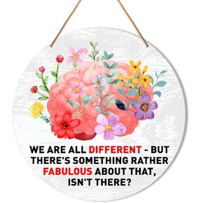 Muktoujaumai Neurodiversity Wall Decor, Autism Awareness Hanging Sign Decor Equality Wall Decorations Wood Sign for Door, Home, Classroom, The Future Is Neurodiverse