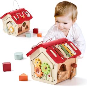 Activity Cube Montessori Toys 10-in-1 Wooden Toy | Multifunctional Early Educational Development Toys | Baby Activity Cubes for Girls Boy | Montessori Cube Toddler Toy Birthday Gift