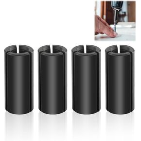 4Pcs 1/2"(12.7mm) to 1/4"(6.35mm) Router Collet Chuck Reduction Sleeve Tool Bit, Black Carbon Steel Engraving Bit Router Converter Suitable for Engraving Milling Bit Woodworking Carving Machine