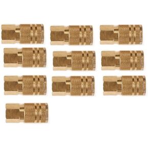 22-154 10 Pc. 1/4in. NPT 6 Ball Industrial Brass Female Coupler