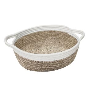 Woven Cotton Rope Gift Basket, Small Baskets for Gifts Empty, Cute Baby Nursery Basket, Pet Toy Storage Bin for Dog Cat, Decorative Wicker Home Organizer with Handles, 12"x 8"x 5", Brown