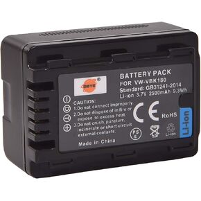 DSTE 3.7V 2500mAh VBK180 Rechargeable Li-ion Battery,Replacement Battery Compatible with HC-V10, HC-V100, HC-V500, HDC-HS60, HDC-HS80, HDC-SD40, HDC-SD60, HDC-SD80, HDC-SD90 Digital Cameras