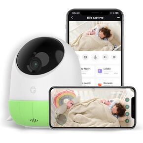Ellie Baby Monitor, 2KHD Monitor with Camera and Audio - Face Covered Alert, Sleep Analysis, AI Cry Soothing Lullaby, Auto Photo Capture, Infrared Night Vision
